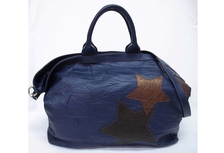IO PELLE レザー 2WAYバッグ ハンドバッグ ショルダーバッグ 紺