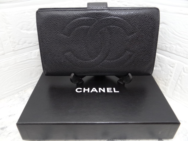 CHANEL シャネル キャビアスキン ガマ口長財布 CHANEL シャネル がま口財布 長財布 レディース キャビアスキン
